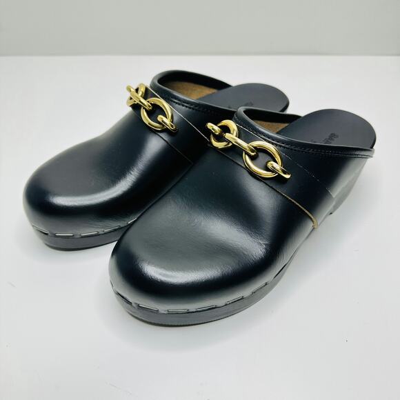 NIB Saint Laurent YSL Le Maillon EU 37 US 7 Chain Clogs Black Leather Shoes $945 - Picture 8 of 15